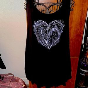 Toward tank top black with white detailed heart 3X